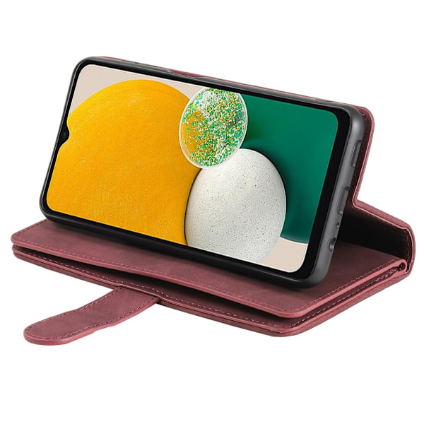 Til Samsung Galaxy S25 Edge Etui med Lynlåslomme og 9 Kortlommer Red