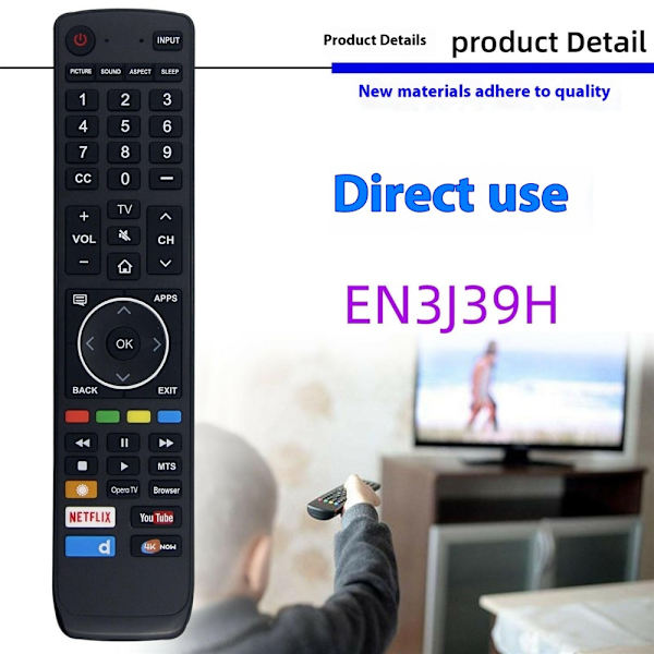 Fjernkontrollerstatning EN3J39H For Hisense TV Black