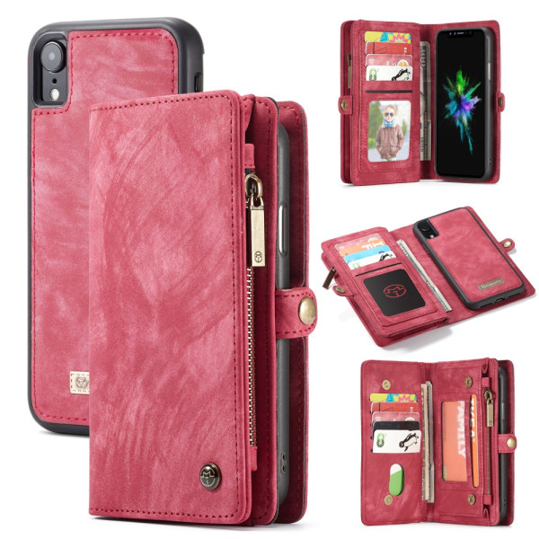 CASEME Aftagelig 2-i-1 Multi-slot tegnebog til iPhone XS Max Rød Red