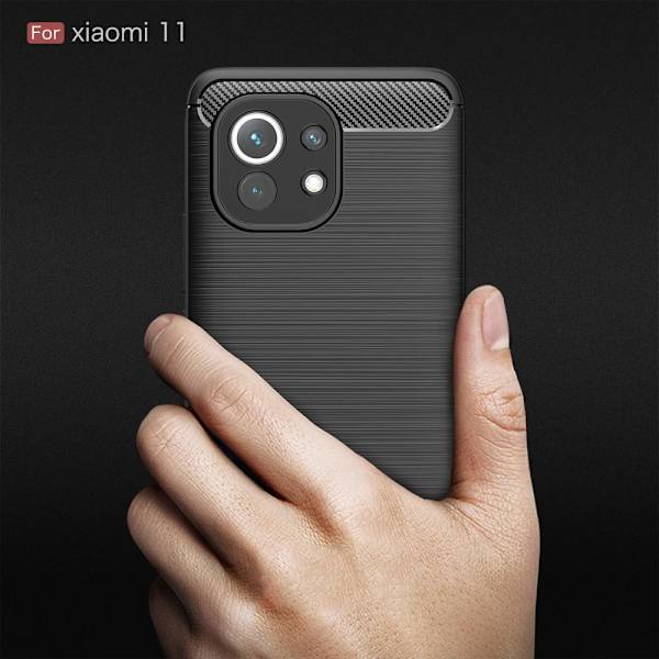 Carbon Fiber Texture TPU Cover for Xiaomi Mi 11 Black