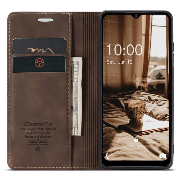 CASEME Retro tegnebog taske til Samsung Galaxy A34 - Kaffe Brown
