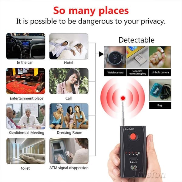 Kamera Detektor RF GSM Bug GPS Tracker Finder Detektor Buggdetektor Svart