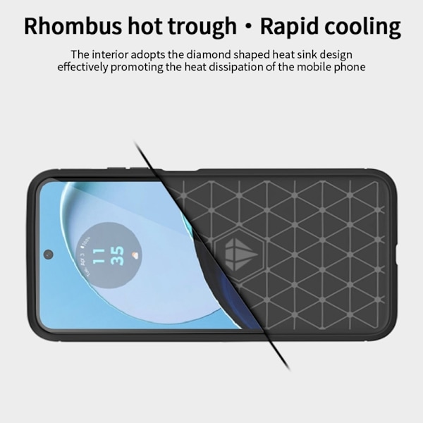 MOFI Motorola Moto G14 Hiilikuitu Tekstuuri Kuori Harjattu - Musta Black