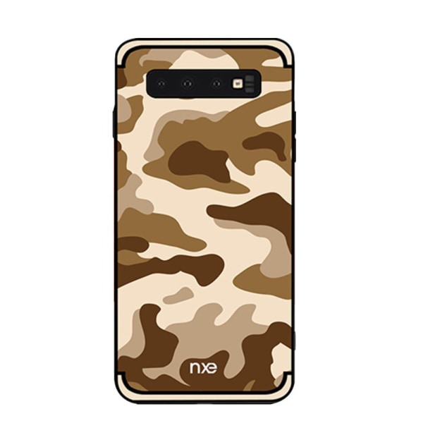 NXE Camouflage Pattern TPU Cover til Samsung Galaxy S10 - Khaki Brown