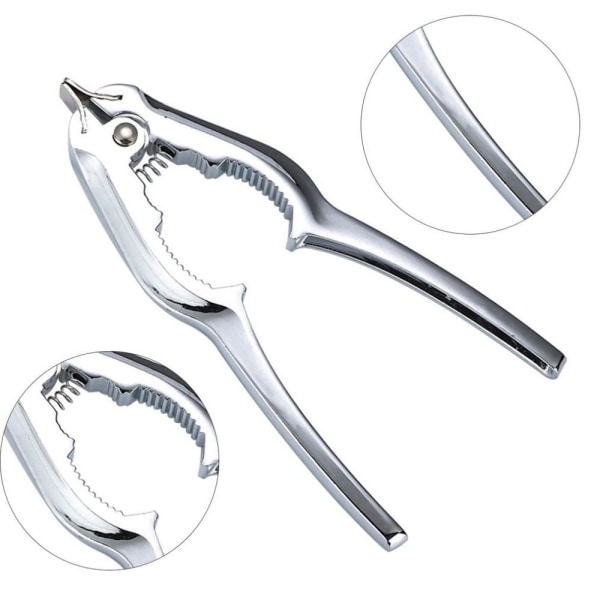 Multifunction Crab Cracker Seafood Clam Bottle Opener with Spring for Kitchen Silver chrome