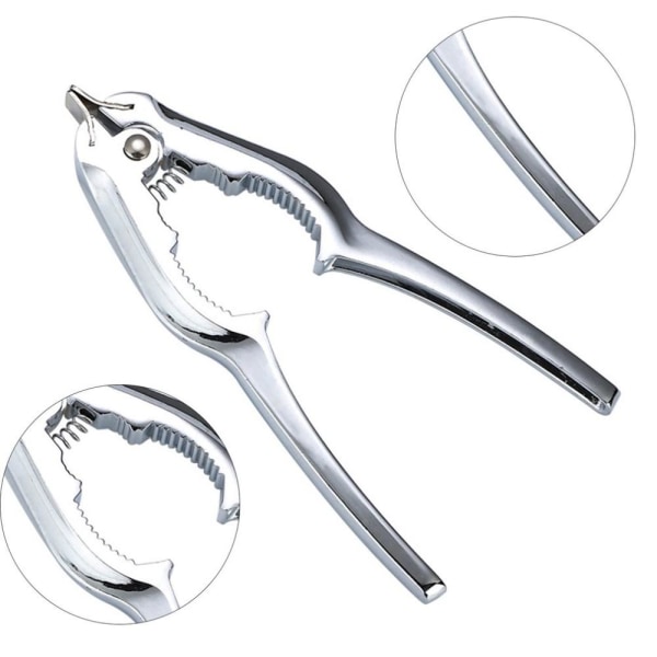 Multifunksjons krabbeknekker sjømat musling flaskeåpner med fjær for kjøkken Silver chrome