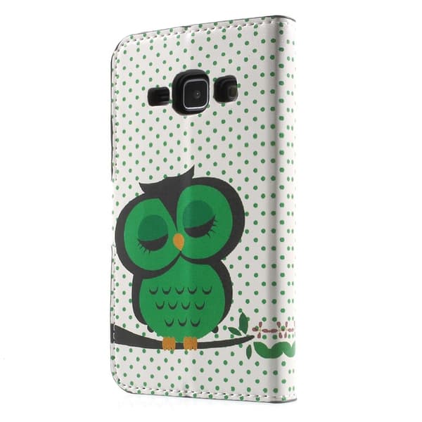 Samsung Galaxy J1 Lompakkokotelo Sleeping Owl Black