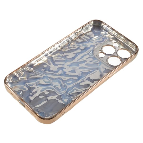 TPU-etui for iPhone 15 Pro med elektroplettering, rynket og ujevn overflate Gold
