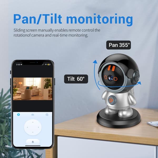 ESCAM 3MP Robotman H.265 WiFi IP - kamera Kodin turvallisuus CCTV Black