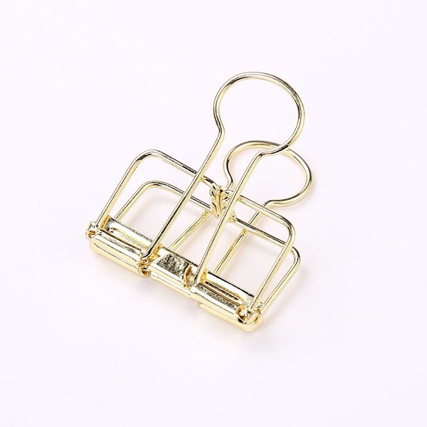 3 Pcs Hollow Metal Binder Clips Home Office Paper Holder Small - Mixed Colours Gold