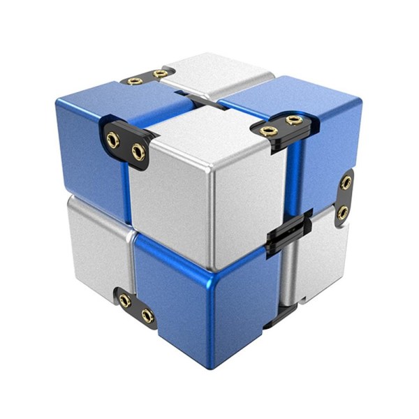 Fidget Toy Infinite Cube Stressaflastende Flip-blok - Blå-Sølv Blue