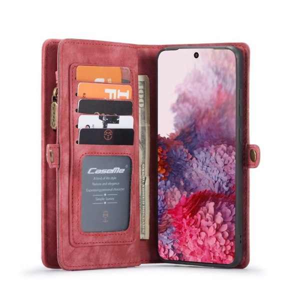 CASEME Samsung Galaxy S20 Ultra Retro läder plånboksfodral - Röd Röd