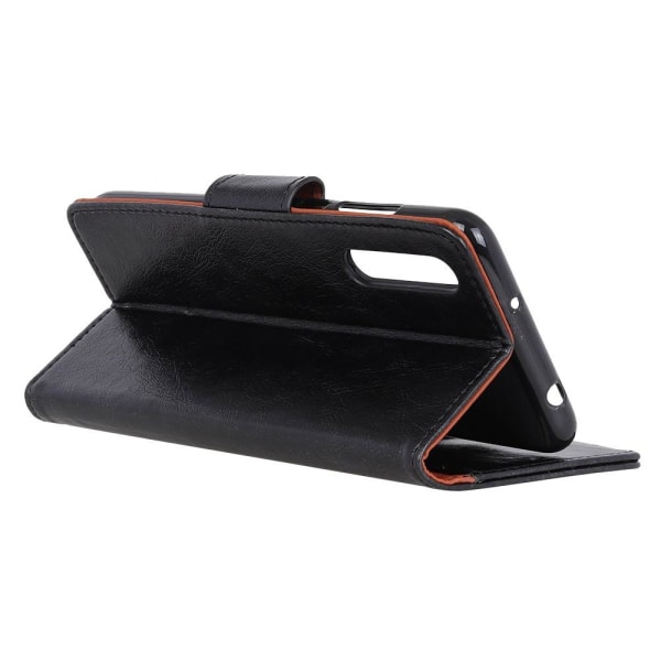 Sony Xperia 10 II  Textured Split Wallet Case - Black Black