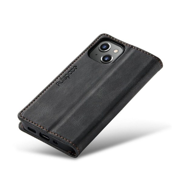 AUTSPACE A01 Retro Wallet Case for iPhone 13 Mini - Black Black