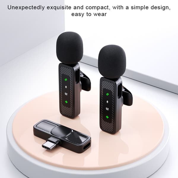 Trådløs myggmikrofon (2,4 GHz) USB-C – 2 mikrofoner + 1 mottaker Black