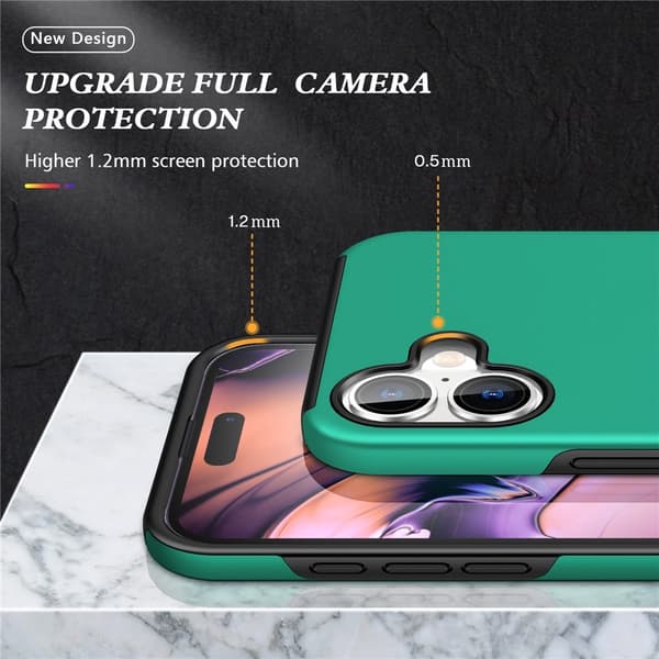 For iPhone 17 Hybrid-deksel med Fingerring Green