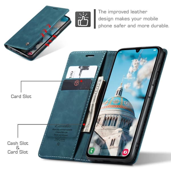 CASEME Retro Lompakkokotelo Samsung Galaxy A16 Blue