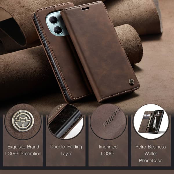 CASEME Plånboksfodral Xiaomi Redmi Note 15 / Xiaomi Poco M8 5G - Coffee Mörkbrun