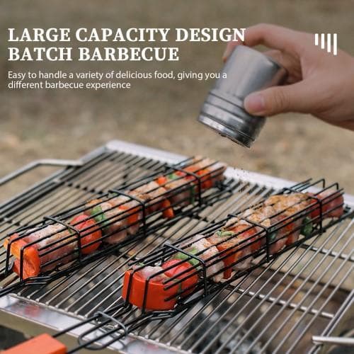 Utomhus BBQ Grillkorg grillbur Picknick Grillnät Camping Grill Svart