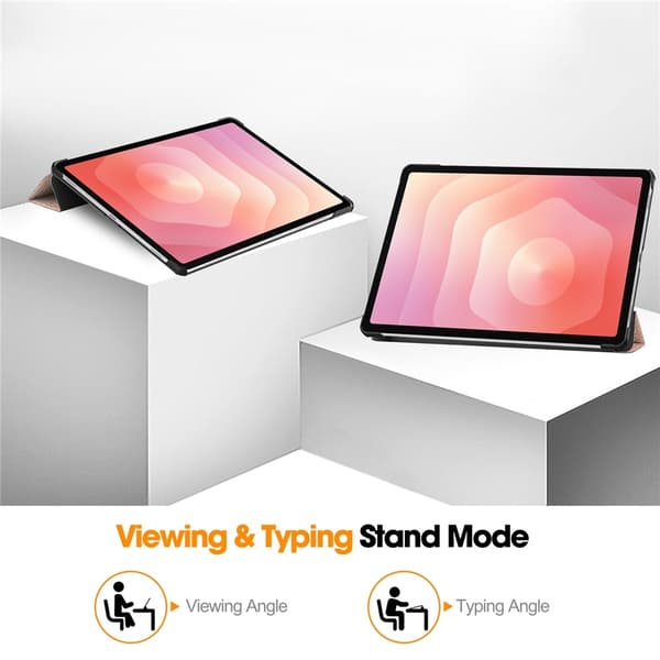 Nettbrettdeksel med støtteben til Samsung Galaxy Tab S12+ Pink gold