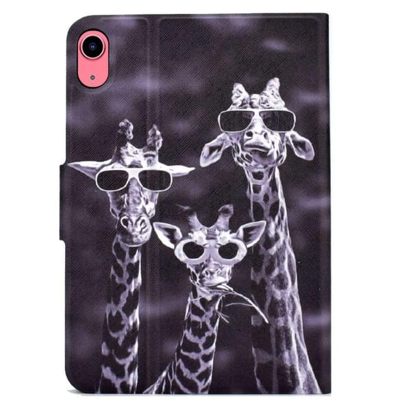 Apple iPad 10.9 2022 Sammenleggbart deksel Kortholder - 3 sjiraffer Black