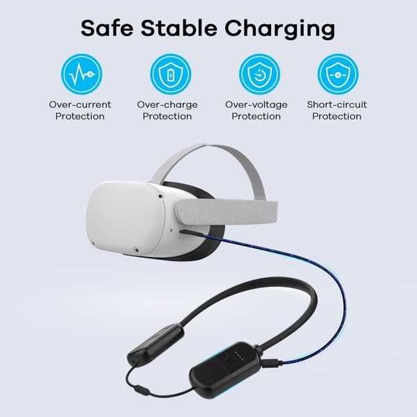 AMVR til Pico 4 Meta Oculus Quest 2 Quest Pro Quest 3 8000mAh Powerbank Black