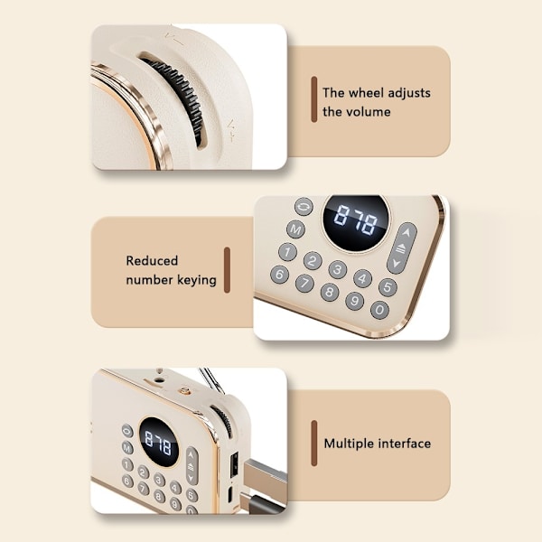 Bluetooth 5.0 FM-radio 3,5 mm ljudkabel TF-kort U Disk Beige