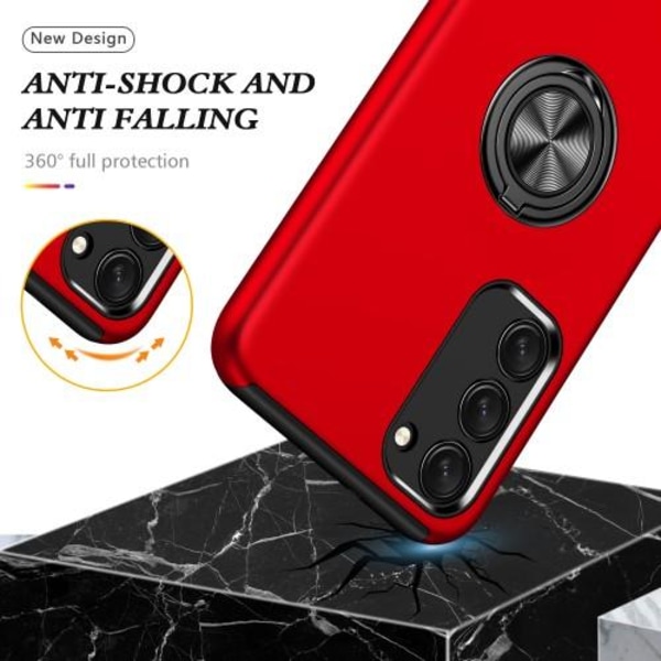 Samsung Galaxy S23+ Fingerring Kickstand Hybrid Taske - Rød Red