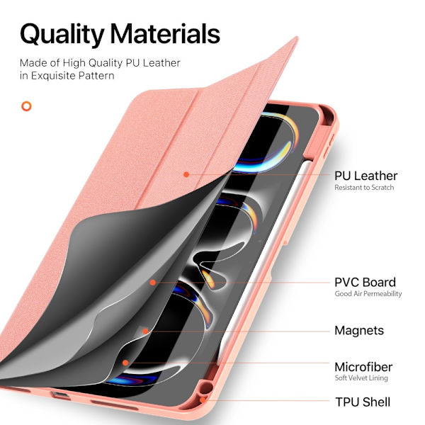 DUX DUCIS Domo iPad Pro 11 (2024) fodral Tri-Fold - Rosa Rosa