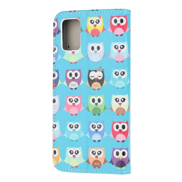 For Samsung Galaxy A71 Wallet Stand - Cute Owls Black