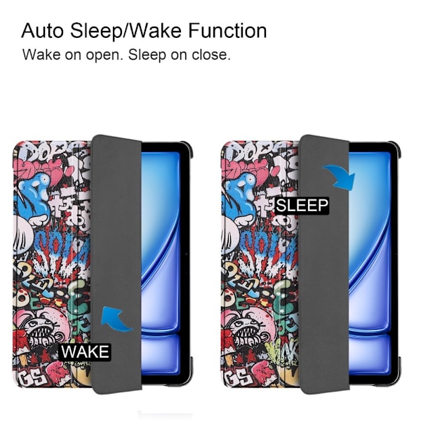 Til iPad Air 11 (2024) Etui Tre-fold Stativ Tablet Cover - Graffiti Multicolor