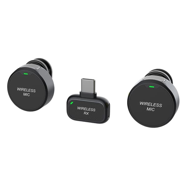 Magnetisk klipsmikrofon med støydempende Bluetooth, 2 sendere, 1 mottaker, USB-C Black