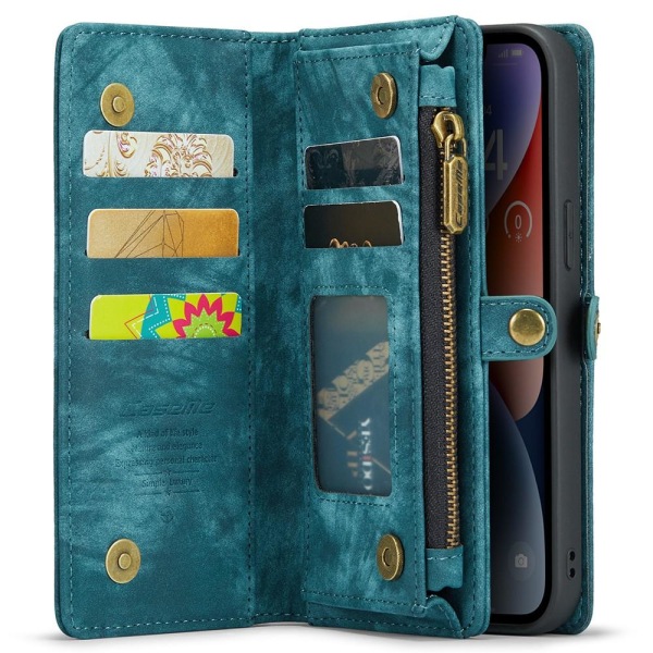 CASEME iPhone 15 Retro plånboksfodral - Blå Blå