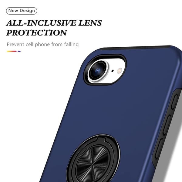 For iPhone 17e / 16e Hybrid-deksel med Fingerring Blue