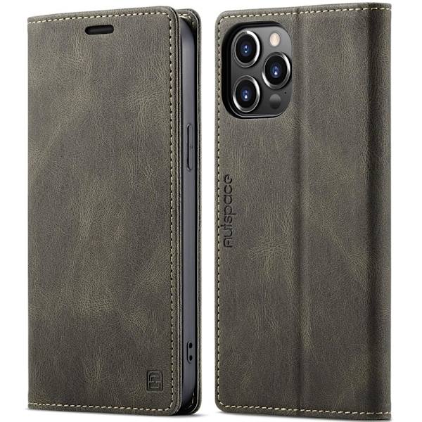AUTSPACE A01 Lommebok-deksel iPhone 13 Pro - Kaffe Brown
