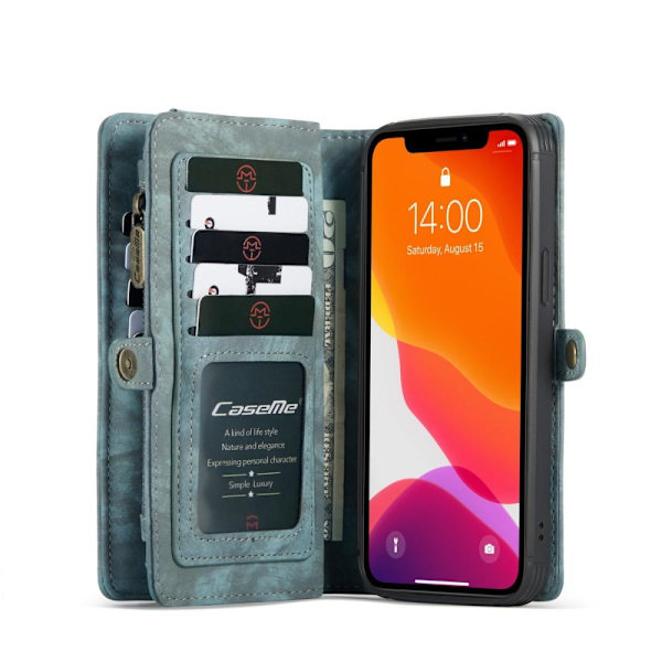 CASEME iPhone 12 Pro Max Retro plånboksfodral - Blå Blue