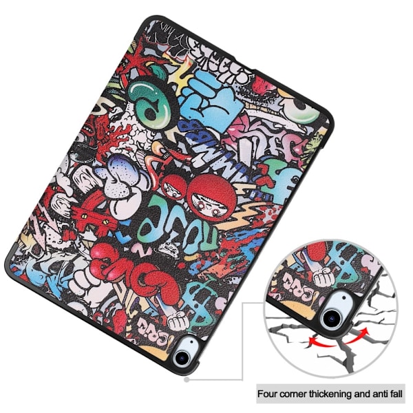 Til iPad Air 11 (2024) Etui Tre-fold Stativ Tablet Cover - Graffiti Multicolor