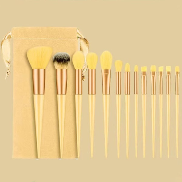 13 st Makeup Brush Set Kosmetiska borstar Soft Fiber Foundation Kontur - Gul Gul