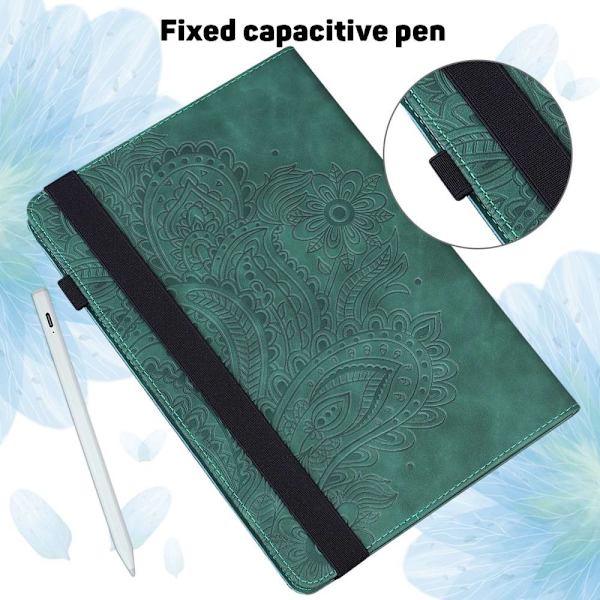 Til iPad 10.9 (2022) Tabletetui Cover Blomsterprægning - Grøn Green