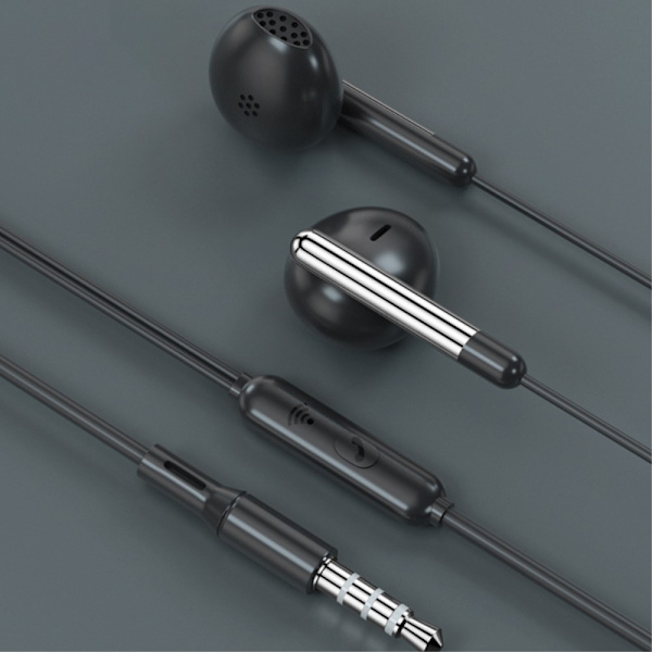 TIANSTON 3,5 mm AUX in-ear hörlurar med tråd med mikrofon Svart