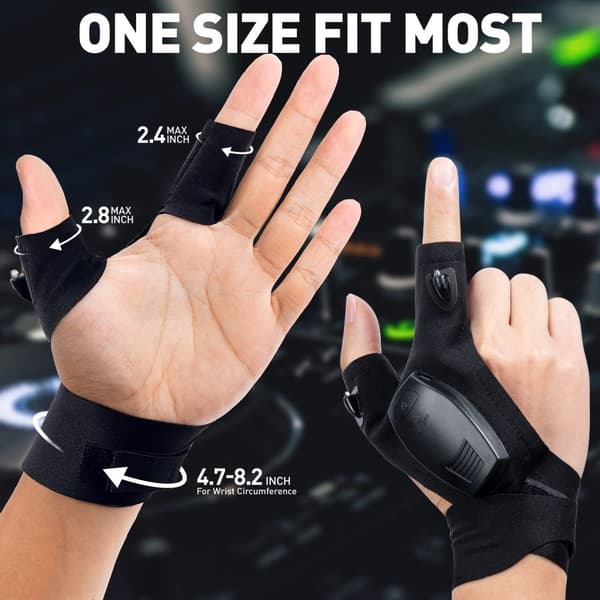 1 par LED lommelygte handske reparation genopladelig handske Black