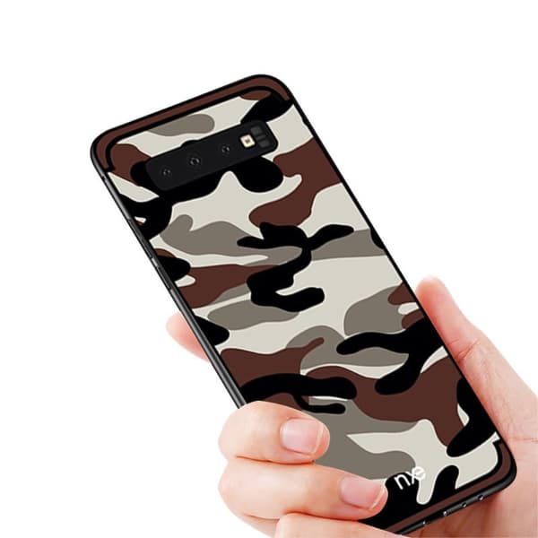 NXE Samsung Galaxy S10+ TPU Cover - Kamuflasje - Brun Brown