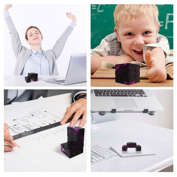 Fidget leketøy Uendelig kube Stressavlastning Flip blokk - Svart-Gul Yellow