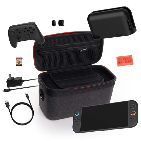 Kompatibel med Nintendo Switch 2-konsolletui + oppbevaringsboks for spillkort Black