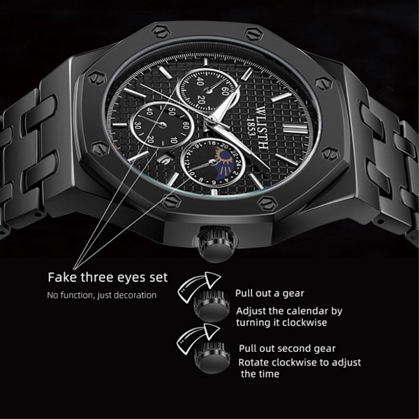 Armbåndsur Kvinde WLISTH Fashion Analog Quartz Ur Lysende Black