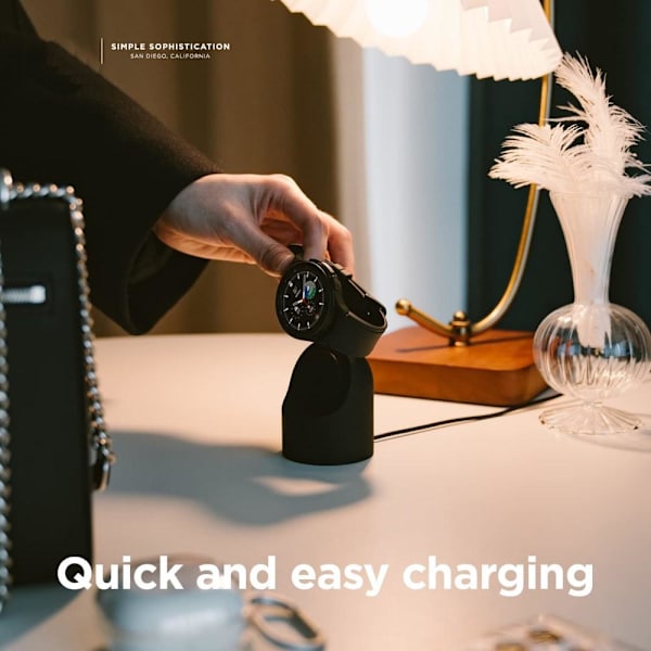 Watch Charger Stand Compatible with Samsung Round Smart Watch Charger Stand Desktop Holder Beige