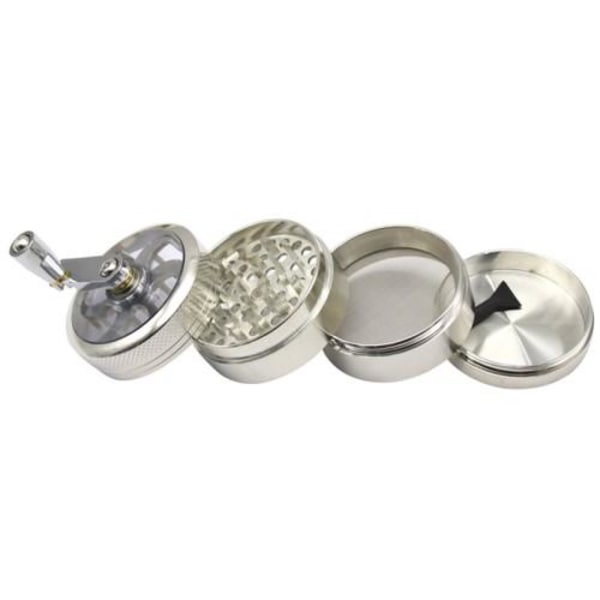 4 - lags tobakskværn Urtekrydderiknuser Røgmanual 55mm Silver
