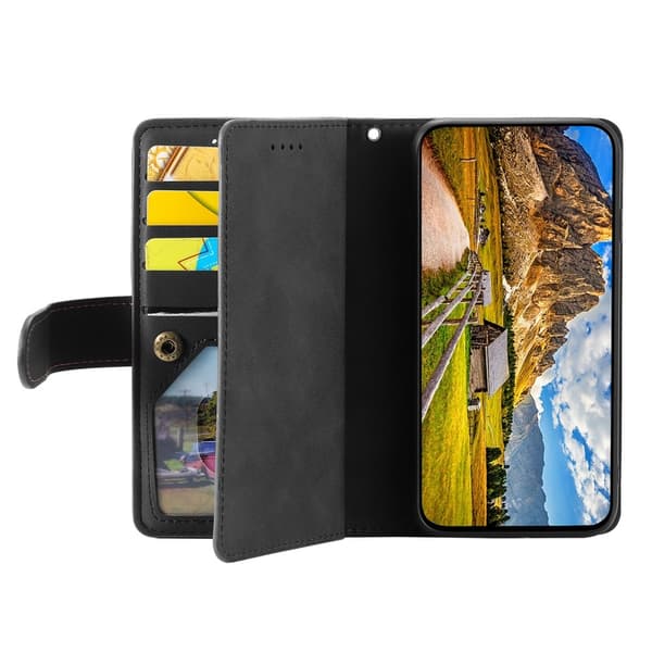 Til iPhone 17e / 16e Deksel med Glidelås og 9 Kortspor Black