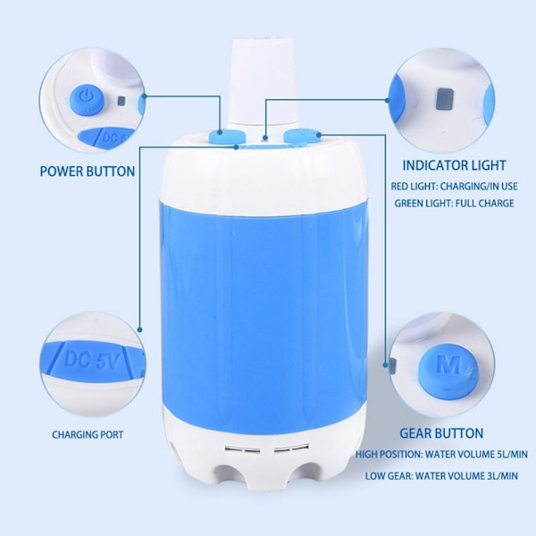 4000mAh sähköinen suihku camping kannettava suihkupääpumppu ulkona vaellusmatka White