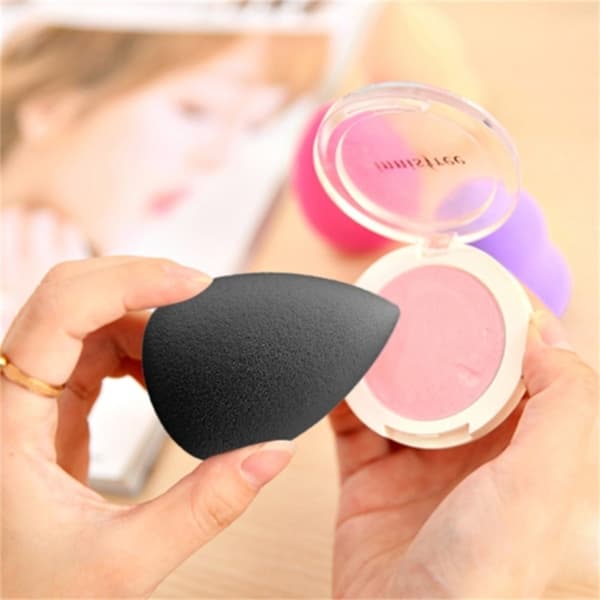 2 stk Makeup Sponge Blender Teardrop Beauty Egg Cleansing Puff Skin Care - Sort Black
